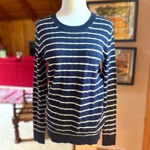 NWT - BANANA REPUBLIC Factory Navy and White Nautical Cable Knit Sweater - M